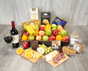 Supreme Fruit, Wine and Gourmet Basket from Olander Florist, fresh flower delivery in Chicago