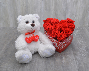 Forever Rose and Bear from Olander Florist, fresh flower delivery in Chicago