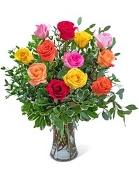 One Dozen Vibrant Roses from Olander Florist, fresh flower delivery in Chicago