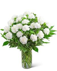 White Carnations Vase from Olander Florist, fresh flower delivery in Chicago