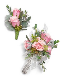 Glossy Corsage and Boutonniere Set from Olander Florist, fresh flower delivery in Chicago