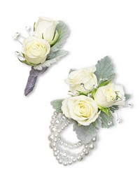 Virtue Corsage and Boutonniere Set from Olander Florist, fresh flower delivery in Chicago