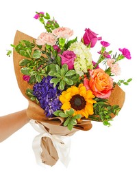 Seasonal Blooms Wrapped Bouquet from Olander Florist, fresh flower delivery in Chicago