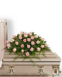 Pink Tranquility Casket Spray from Olander Florist, fresh flower delivery in Chicago