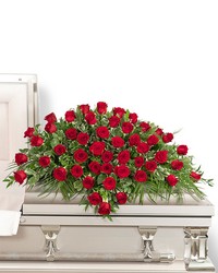 50 Red Roses Casket Spray from Olander Florist, fresh flower delivery in Chicago