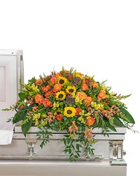 Sunset Reflections Casket Spray from Olander Florist, fresh flower delivery in Chicago